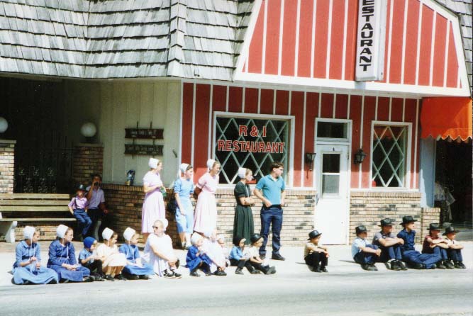 Amish Children Watching a Parade
